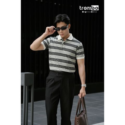 Áo Polo Nam Dệt Kim HORIZON Trombe Sọc Ngang Dập Nổi Ít Nhăn - Thời Trang Năng Động Cho Đi Làm và Đi Chơi