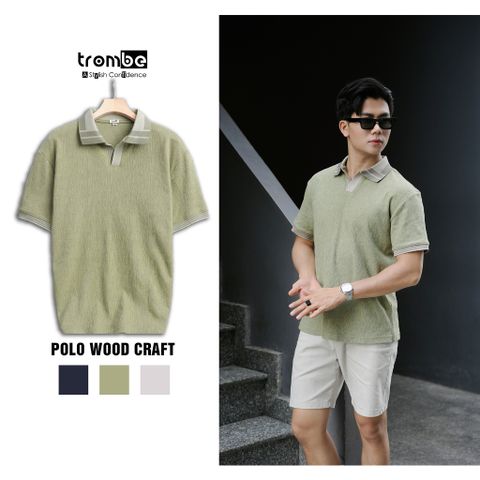 Áo Polo Nam Dệt Kim WOOD CRAFT Trombe Cổ V Mềm Mịn Thấm Hút Mồ Hôi - Thời Trang Thanh Lịch Đi Làm và Đi Chơi