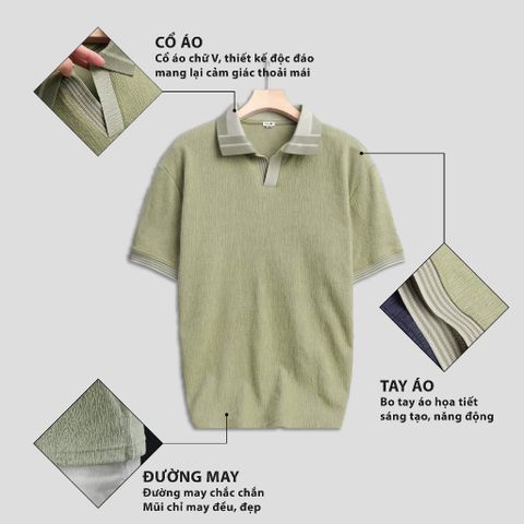 Áo Polo Nam Dệt Kim WOOD CRAFT Trombe Cổ V Mềm Mịn Thấm Hút Mồ Hôi - Thời Trang Thanh Lịch Đi Làm và Đi Chơi