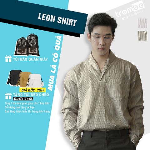 Áo Sơ Mi Nam Cổ V Dài Tay TROMBE - Vải Cotton Thoáng Mát, Form Rộng, Thời Trang Sang Trọng, Dành Cho Mọi Dịp