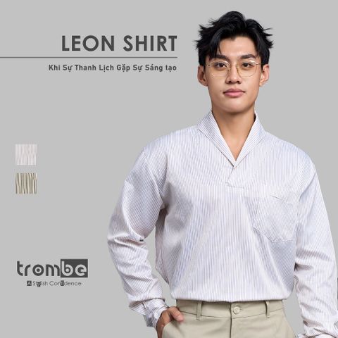 Áo Sơ Mi Nam Cổ V Dài Tay TROMBE - Vải Cotton Thoáng Mát, Form Rộng, Thời Trang Sang Trọng, Dành Cho Mọi Dịp