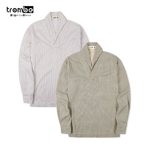 Áo Sơ Mi Nam Cổ V Dài Tay TROMBE - Vải Cotton Thoáng Mát, Form Rộng, Thời Trang Sang Trọng, Dành Cho Mọi Dịp