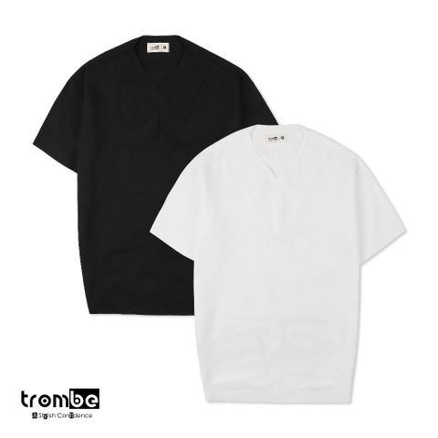 Áo Linen Thiết Kế Tencel Nam Hai Túi Trombe Cổ V Dáng Suôn Form Rộng