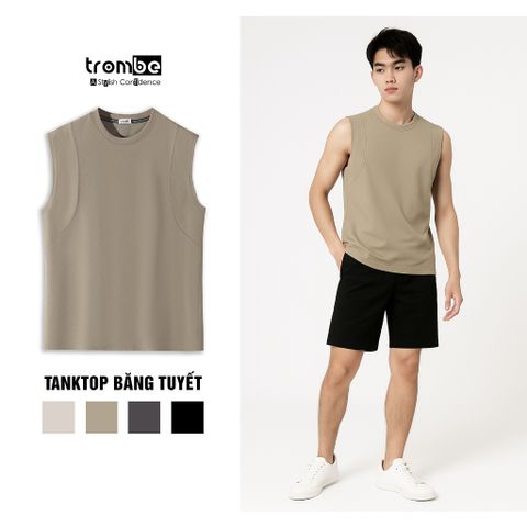 Áo Tanktop Nam Cotton Băng Tuyết TROMBE - Áo Ba Lỗ Thể Thao Thấm Hút Mồ Hôi, Thoáng Mát, Lý Tưởng Cho Tập Gym