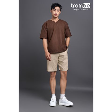 [Mua là có quà] Áo Linen Thiết Kế Trombe Tay Ngắn Một Nút Dáng Suôn Form Rộng Thanh Lịch
