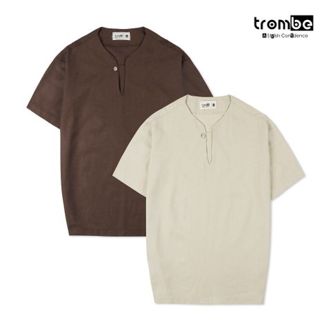 [Mua là có quà] Áo Linen Thiết Kế Trombe Tay Ngắn Một Nút Dáng Suôn Form Rộng Thanh Lịch