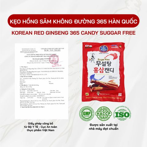 Kẹo Hồng Sâm Không Đường 365g Hàn Quốc - Tăng Đề Kháng, Giảm Say Tàu Xe, Hỗ Trợ Kiểm Soát Đường Huyết, Quà Tặng Sức Khỏe