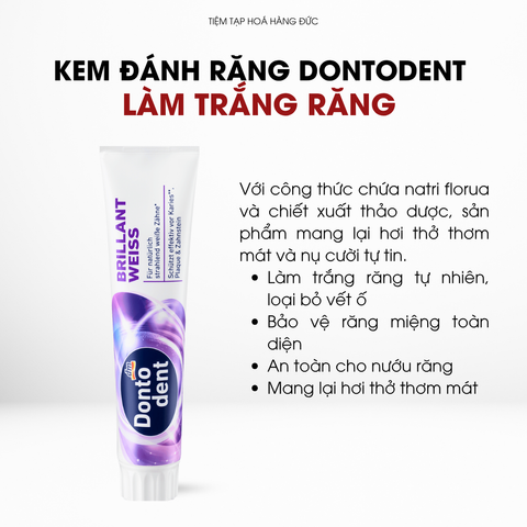 Kem Đánh Răng Dontodent Đức - Ngừa Sâu Răng, Làm Trắng Răng, Hơi Thở Thơm Mát, Chăm Sóc Răng Miệng Toàn Diện