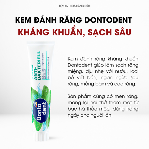Kem Đánh Răng Dontodent Đức - Ngừa Sâu Răng, Làm Trắng Răng, Hơi Thở Thơm Mát, Chăm Sóc Răng Miệng Toàn Diện