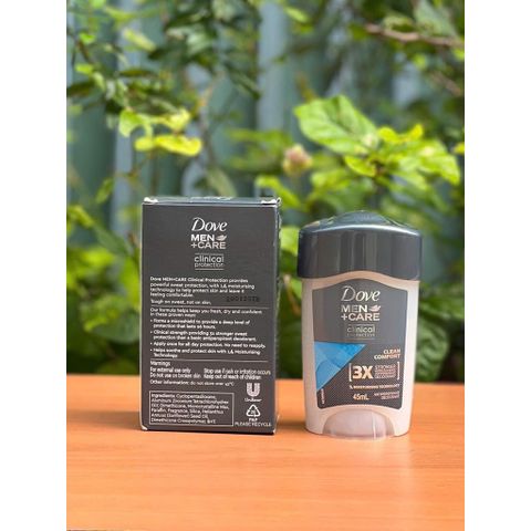 Lăn khử mùi Dove cho Nam - Chống Mồ Hôi Hiệu Quả, Dưỡng Ẩm Da, Clean Comfort 45ml - Bảo Vệ 48 Giờ