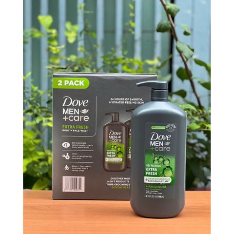 Sữa Tắm & Rửa Mặt Nam Dove Men Care Extra Fresh 946ml - Dưỡng Ẩm da Khỏe Mạnh và Thoải Mái, Công Nghệ MicroMoisture