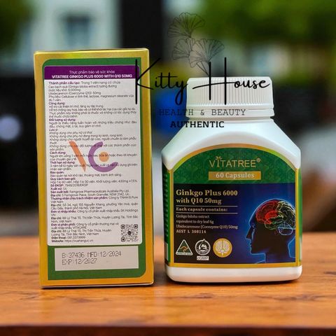 [Nhập khẩu chính ngạch] Viên uống bổ não Vitatree Ginkgo Plus 6000 with Q10 50mg hộp 60 viên 296324