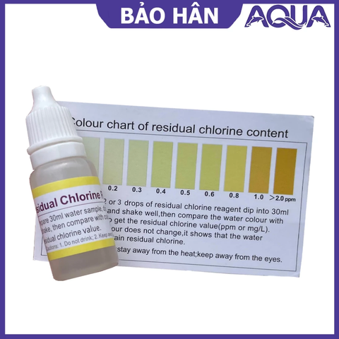 Dung Dịch Test Clo Dư - Kiểm Tra Nước Hồ Cá, Hồ Thủy Sinh, Bảo Vệ Cá Cảnh, Dễ Sử Dụng, 30 Lần Thử