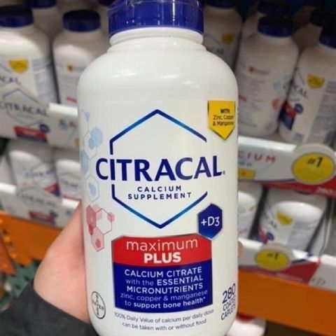 Viên uống bổ sung canxi CITRACAL +D3 MAXIMUM PLUS 280 viên - Hỗ trợ sức khỏe xương chắc khỏe và hấp thu canxi tối ưu