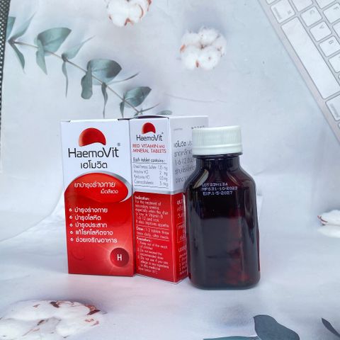 Viên uống tăng cân HaemoVit - Vitamin hỗ trợ tăng cân cho người gầy, dễ ngủ, tăng 3-5kg, hộp 100 viên nhập khẩu Thái Lan
