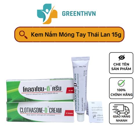 Kem Bôi Nấm Móng Thái Lan Clothasone-D 15g - Dưỡng Móng Tay, Chân Tự Nhiên, Thoa Ngày 2 Lần, Chăm Sóc Da Mặt