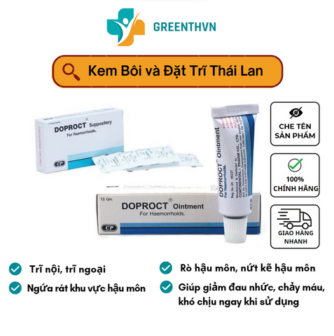 Kem Bôi Trĩ Doproct Thái Lan 10g - Giảm Ngứa, Cầm Máu, Hỗ Trợ Khỏe Hậu Môn, Ngăn Ngừa Búi Trĩ Mới