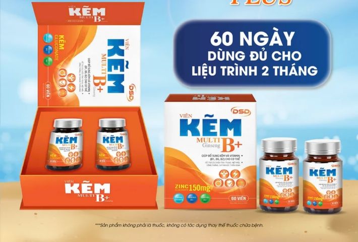Kẽm DSD Multi B+ Gingseng Hộp 60 Viên - Bổ Sung Vitamin và Khoáng Chất Hỗ Trợ Sức Khỏe Nam Giới, Duy Trì Tóc Móng Da Khỏe