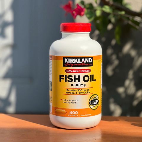 Dầu Cá Omega 3 Kirkland 1000mg - Hỗ Trợ Sức Khỏe Tim Mạch, Thị Lực và Trí Nhớ - 400 Viên Mỹ