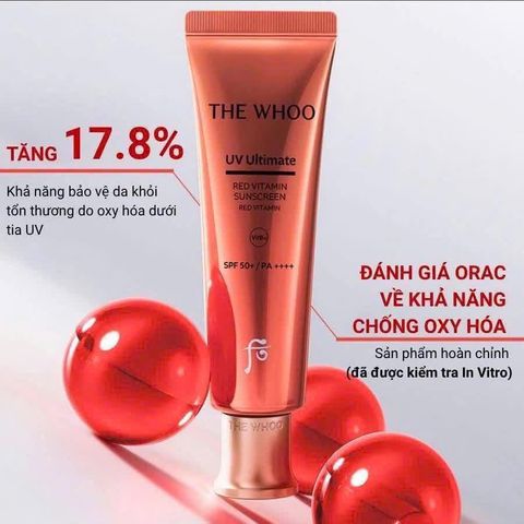 Kem Chống Nắng Chống Nhăn Whoo UV Ultimate Red 75ml - Serum SPF 50+/PA++++ Bảo Vệ Da, Chống Oxy Hóa và Lão Hóa
