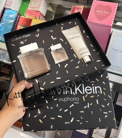 Bộ quà tặng nước hoa Calvin Klein Euphoria For Men 100ml - Nước hoa EDT, Balm cạo râu và nước hoa 15ml, Hương thơm quyến rũ dành cho nam
