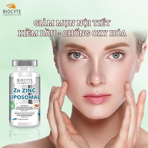 Viên kẽm Zn Zinc Liposomal Biocyte Pháp hỗ trợ giảm mụn nội tiết, tăng đề kháng