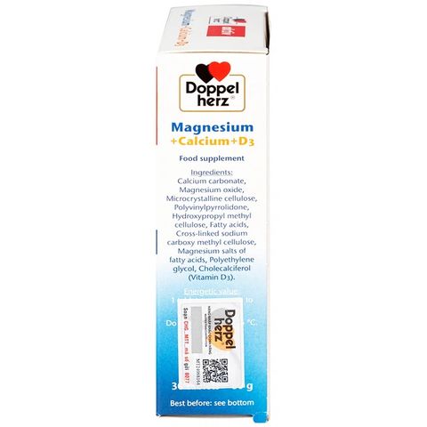 Viên uống bổ sung Canxi, Magie Doppelherz - Hỗ trợ sức khỏe xương khớp, nhập khẩu Đức - 450mg Canxi, 250mg Magie, vitamin D3 10µg