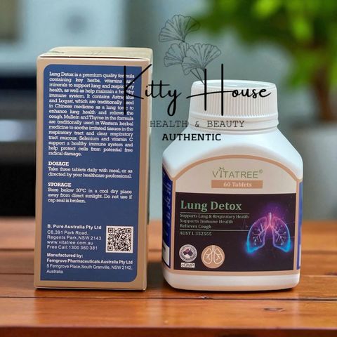 Viên Uống Thải Độc Phổi Vitatree Lung Detox - 60 Viên Thực Phẩm Chức Năng Bổ Phổi, Giúp Thanh Lọc Đường Hô Hấp