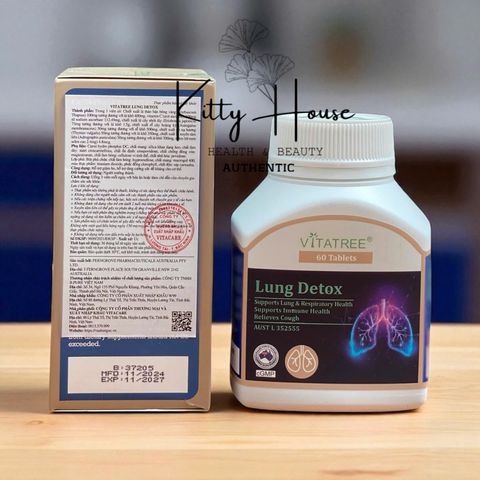 Viên Uống Thải Độc Phổi Vitatree Lung Detox - 60 Viên Thực Phẩm Chức Năng Bổ Phổi, Giúp Thanh Lọc Đường Hô Hấp