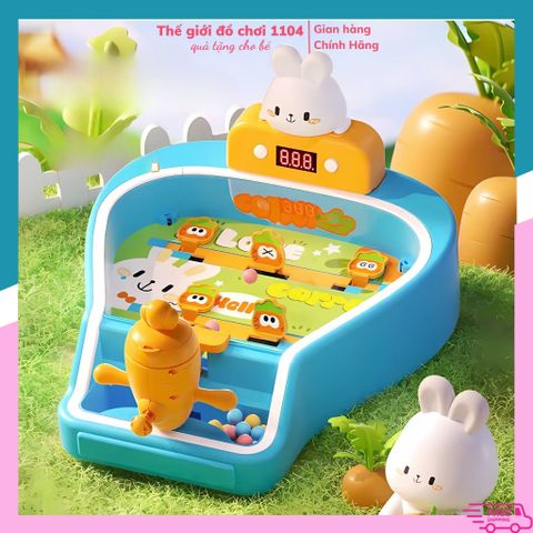 Đồ Chơi Máy Bắn Bi Mini Pinball Hình Thỏ Có Đèn Nhạc & Màn Hình Tính Điểm - Giải Trí Phát Triển Kỹ Năng Phản Xạ Cho Bé