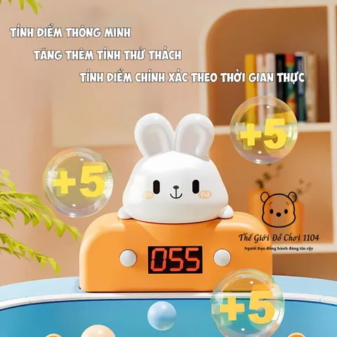 Đồ Chơi Máy Bắn Bi Mini Pinball Hình Thỏ Có Đèn Nhạc & Màn Hình Tính Điểm - Giải Trí Phát Triển Kỹ Năng Phản Xạ Cho Bé