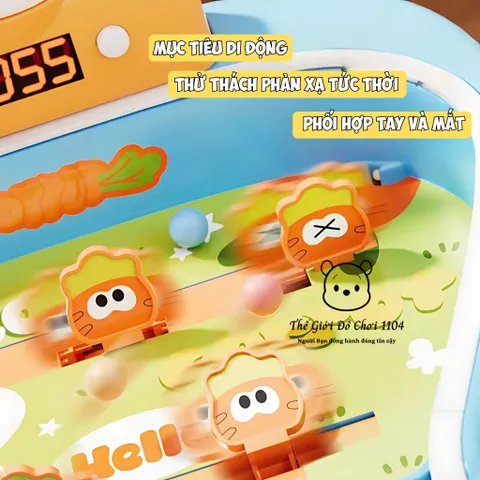 Đồ Chơi Máy Bắn Bi Mini Pinball Hình Thỏ Có Đèn Nhạc & Màn Hình Tính Điểm - Giải Trí Phát Triển Kỹ Năng Phản Xạ Cho Bé