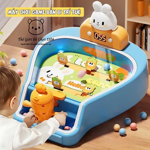 Đồ Chơi Máy Bắn Bi Mini Pinball Hình Thỏ Có Đèn Nhạc & Màn Hình Tính Điểm - Giải Trí Phát Triển Kỹ Năng Phản Xạ Cho Bé