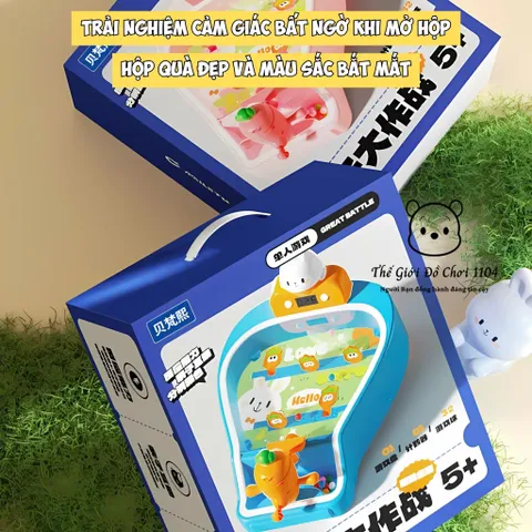 Đồ Chơi Máy Bắn Bi Mini Pinball Hình Thỏ Có Đèn Nhạc & Màn Hình Tính Điểm - Giải Trí Phát Triển Kỹ Năng Phản Xạ Cho Bé