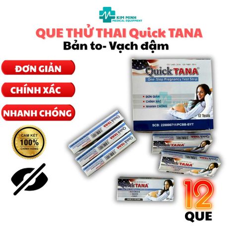 Que Thử Thai Quick TANA - Hộp 12 Que Phát Hiện Thai Sớm Chính Xác, Kết Quả Nhanh, An Toàn Cho Phụ Nữ
