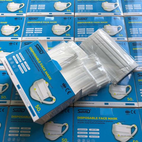 Khẩu Trang Y Tế Safefit 4 Lớp Combo 5 Hộp - Kháng Khuẩn, Quai Vải Mềm, Chống Bụi, Đạt Chuẩn FDA và CE, Dễ Thở, An Toàn cho Người Lớn