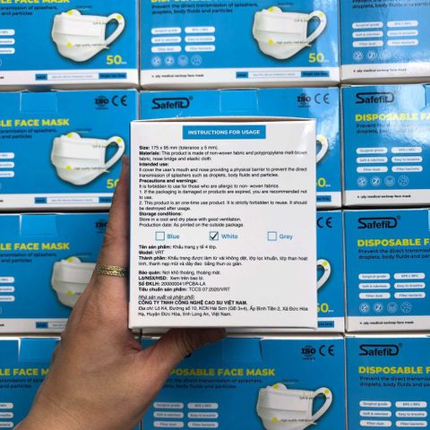 Khẩu Trang Y Tế Safefit 4 Lớp Combo 5 Hộp - Kháng Khuẩn, Quai Vải Mềm, Chống Bụi, Đạt Chuẩn FDA và CE, Dễ Thở, An Toàn cho Người Lớn