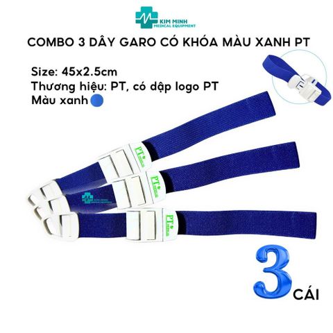 Combo 3 Dây Garo Y Tế Màu Xanh PT - Dụng Cụ Sơ Cứu, Cầm Máu, Truyền Dịch Chính Hãng Cho Y Bác Sĩ