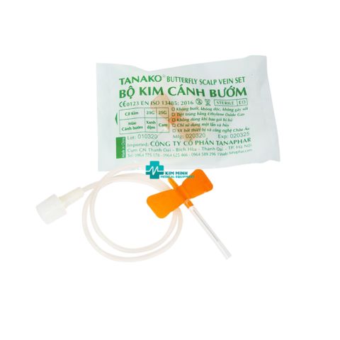 Hộp 100 Kim Cánh Bướm Tanako 25G - Thiết Bị Y Tế Tiệt Trùng, Không Đau, Dùng Cho Người Lớn và Trẻ Em
