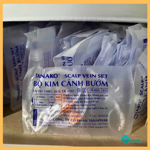 Hộp 100 Kim Cánh Bướm Tanako 25G - Thiết Bị Y Tế Tiệt Trùng, Không Đau, Dùng Cho Người Lớn và Trẻ Em