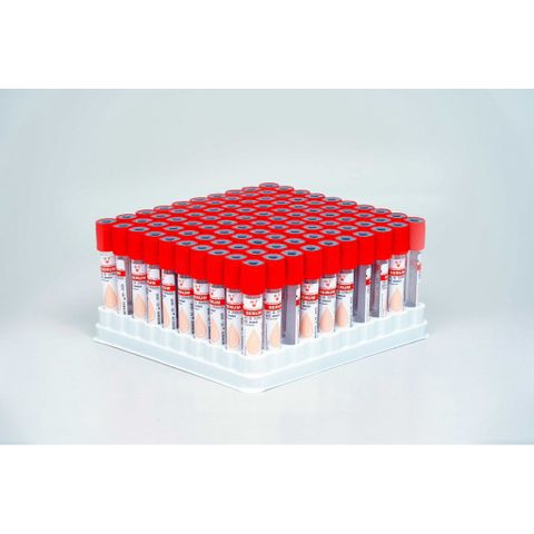 Ống Serum HTM 5ml Hạt To Nắp Đỏ - Thiết Bị Xét Nghiệm Sinh Hóa, Miễn Dịch - Bộ 100 Ống Tách Huyết Thanh Nhanh Chóng