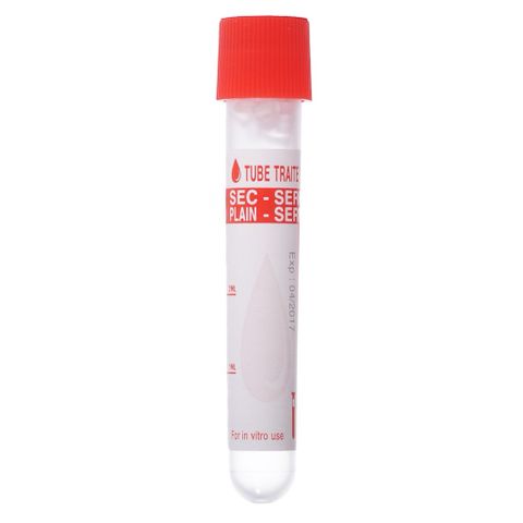 Ống Serum HTM 5ml Hạt To Nắp Đỏ - Thiết Bị Xét Nghiệm Sinh Hóa, Miễn Dịch - Bộ 100 Ống Tách Huyết Thanh Nhanh Chóng