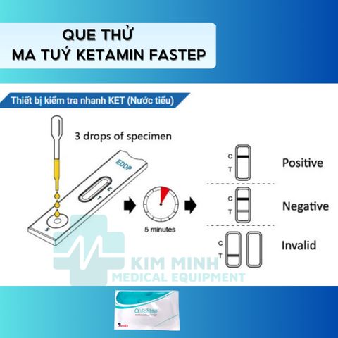 Que Thử Ma Túy Ketamin (KET) Fastep - Xét Nghiệm Chính Xác Cao Dễ Dùng Trong Nước Tiểu, 40 Test/Hộp, HSD 2026