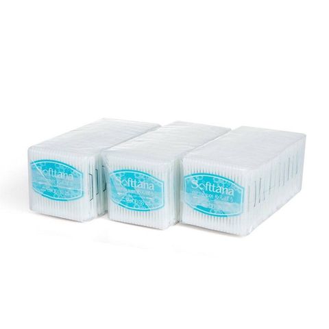 Tăm bông Softana AZ10 - Combo 5 Gói 100 Que 100% Cotton Mềm Mại Dùng Cho Người Lớn - Đầu Bông Thấm Nước Tốt