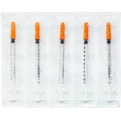 Bơm tiêm Insulin BBraun Omnican 1Ml/100IU Đầu Cam - Kim Chích Tiểu Đường Cao Cấp Cho Người Bệnh, Sử Dụng Y Tế, Không Đau