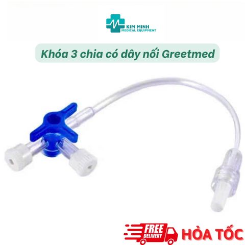 Khóa 3 Chia Greetmed Dài 35cm - Thiết Bị Y Tế Chất Lượng Cao, Khóa 3 Ngã Có Dây Nối, Sử Dụng Một Lần