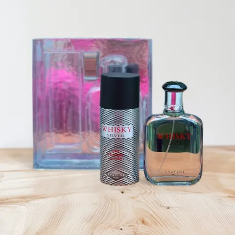 Set nước hoa nam Evaflor Whisky Silver EDT gồm 1 nước hoa 100ml + xịt body 150ml