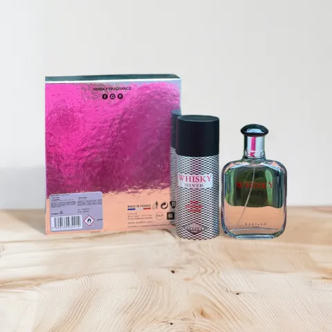 Set nước hoa nam Evaflor Whisky Silver EDT gồm 1 nước hoa 100ml + xịt body 150ml