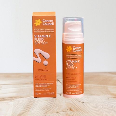 Kem chống nắng Cancer Council SPF50+ Vitamin C Fluid 50ml - Hàng Úc, Chống Nắng Siêu Nhẹ, Bảo Vệ Da Toàn Diện