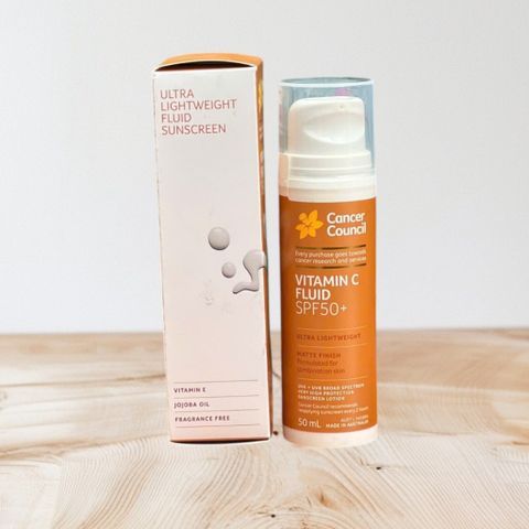 Kem chống nắng Cancer Council SPF50+ Vitamin C Fluid 50ml - Hàng Úc, Chống Nắng Siêu Nhẹ, Bảo Vệ Da Toàn Diện